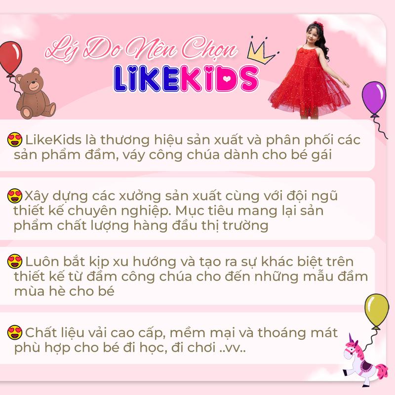 Product Introduction of Đầm váy 2 dây tơ giấy cho bé gái họa tiết BÈO HOA LikeKids MH1 D29 9