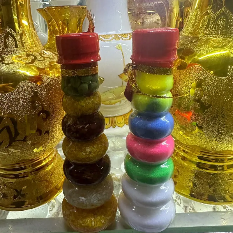 Chai đậu ngũ cốc, muối ngũ sắc phong thuỷ tài lộc ( cao 18 cm ) 2