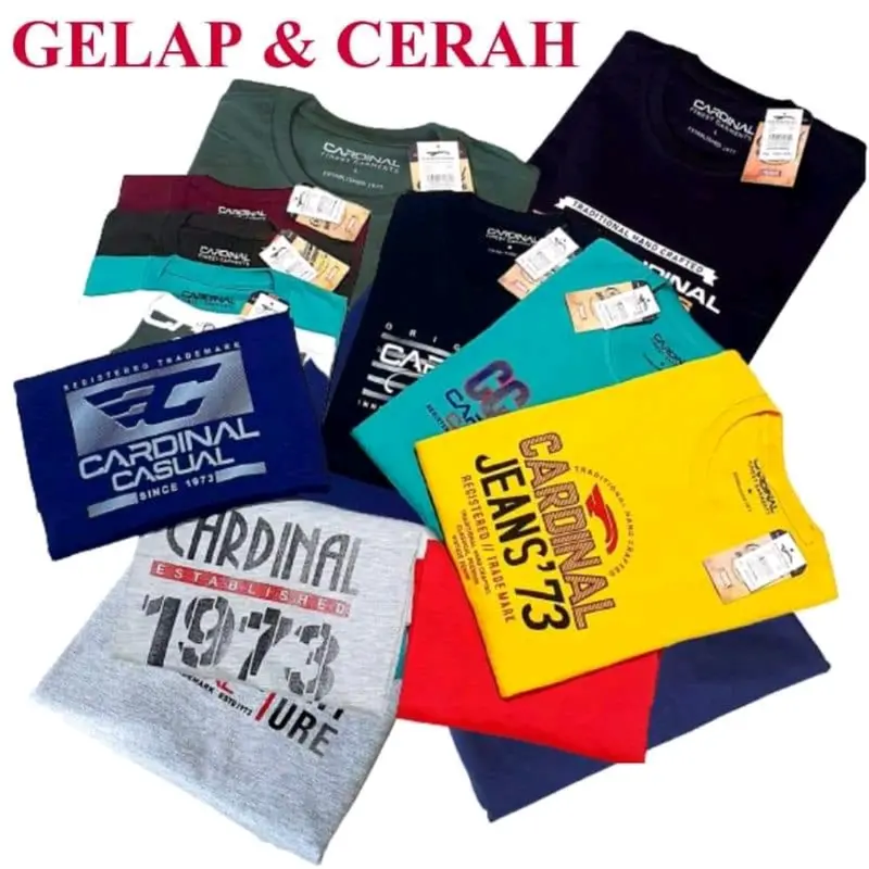BAJU KAOS CARDINAL 3 PCS 100K Combed Kain Motif Combat Variasi Pria Katun Distro Keren Polos 4