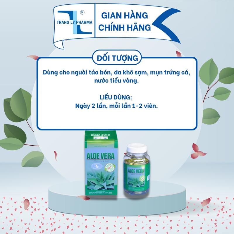 Viên uống Aloe Vera giúp nhuận tràng, hỗ trợ tăng cường tiêu hóa, cải thiện làn da mịn màng lọ 100 viên Trang Ly Pharma 3