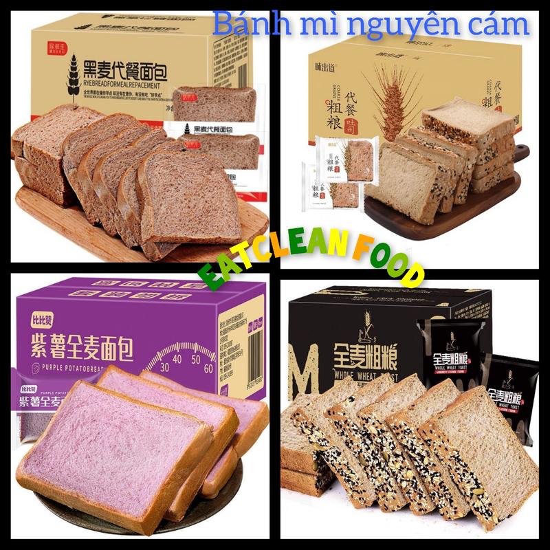 Nguyên 1 thùng Bánh mì đen lúa mạch/khoai lang tím/ngũ cốc nguyên cám