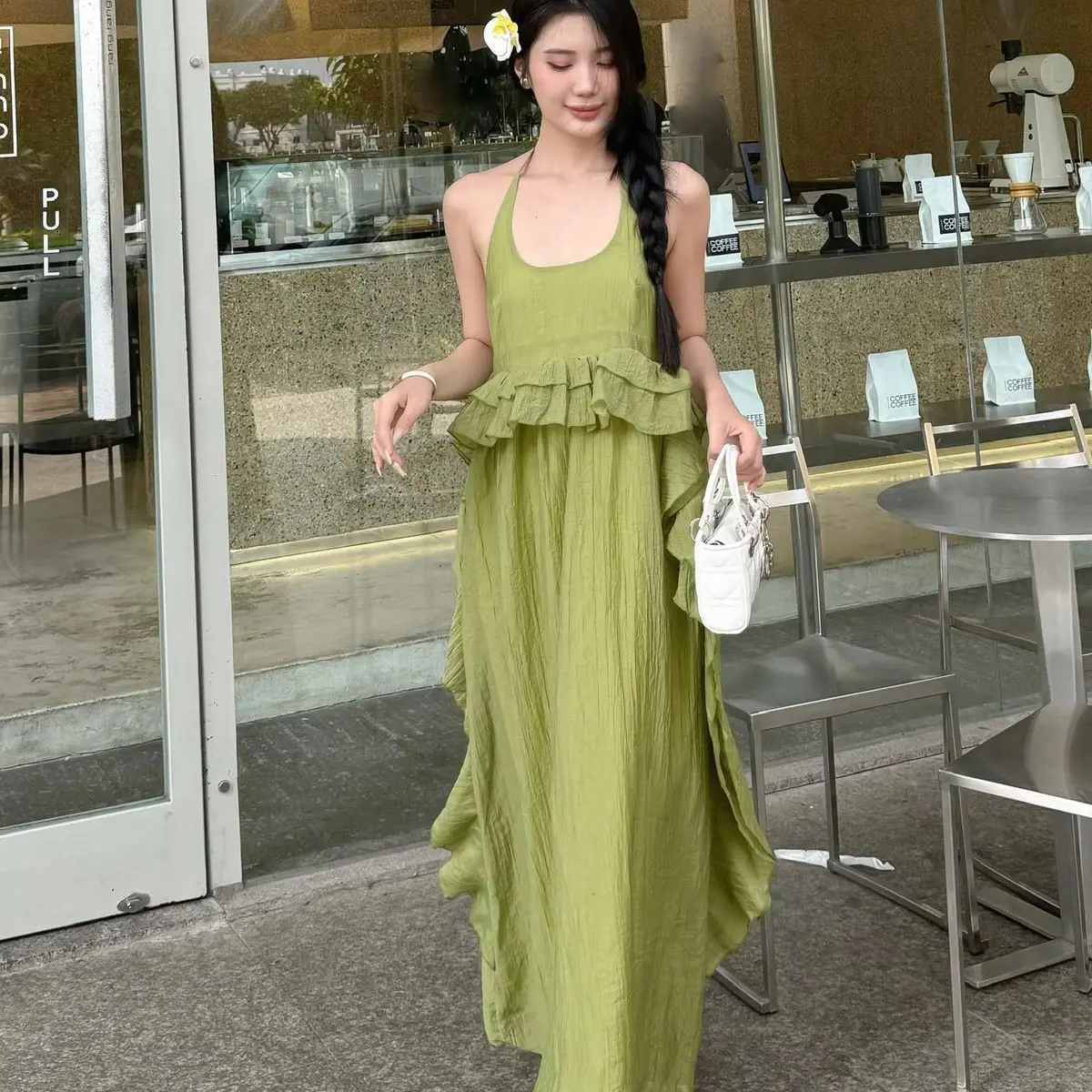 Đầm thiết kế maxi phối bèo