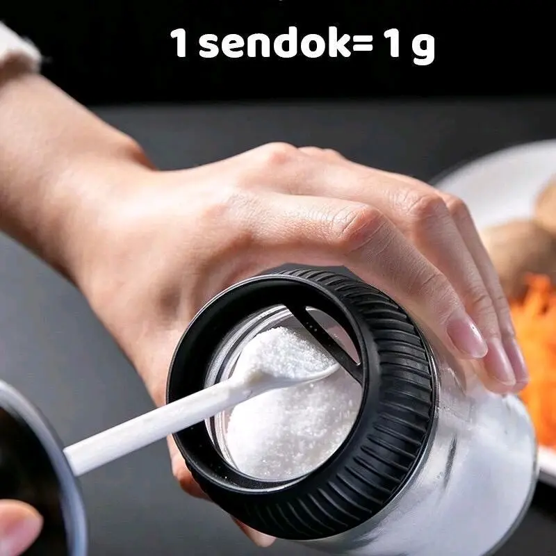 BOTOL BUMBU DAPUR WADAH GARAM MERICA BUBUK BAHAN KACA TEBAL ANTI BAKAR WADAH KEDAP UDARA BUMBU MASAKAN SERBAGUNA 6
