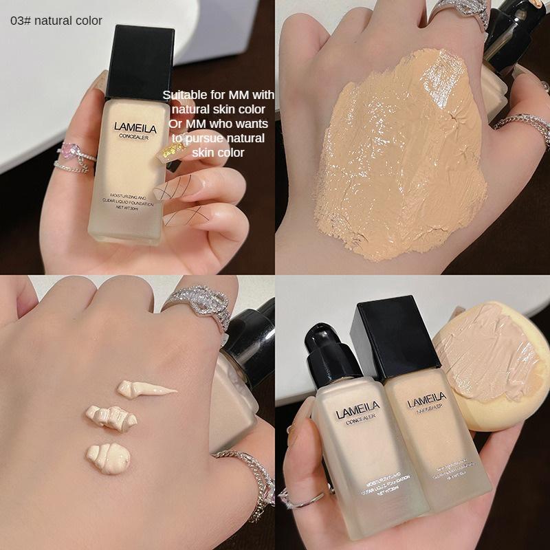  LAMEILA-Kem Nền Dạng Lỏng Kem Dưỡng Ẩm Kết Cấu Không Thấm Nước Chống Mồ Hôi Làm Sáng Màu Da Tự Nhiên Lâu Trôi Khó Tẩy Trang Chống Nhòe Thích Hợp Cho Da Dầu Khô Kem BB 