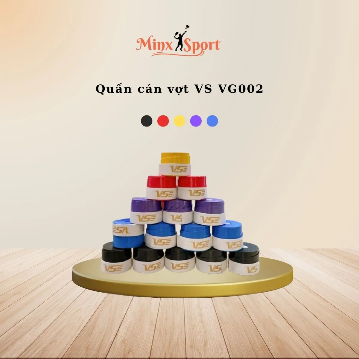Quấn cán vợt cầu lông VS có lỗ thoáng khí - Quấn vợt giúp trải nghiệm cầm nắm êm ái, chắc tay - Mã VG002 - Minx Sport