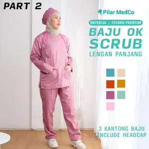 Baju Ok Lengan Panjang | Baju Scrub Medis Lengan Panjang | Bahan Toyobo | Baju Jaga Dokter | Baju Jaga Perawat |  Baju Oka | Baju Ok Toyobo | Mediscrub