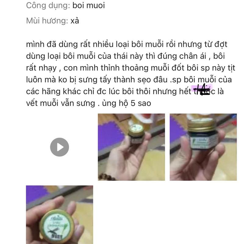 Dầu massage cù là xả thảo dược Thái Lan trị muỗi dốt côn trùng cắn - hũ 20g. Massage body , Body Oil, Massage Balm hũdầuthái cao  đuổi  muỗi 3