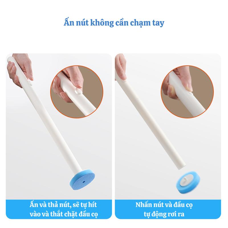 Bộ cọ vệ sinh dùng một lần nâng cấp mẫu 2024, Cọ toilet ECO xoay 360 thế hệ mới có đầu cọ thay thế 5