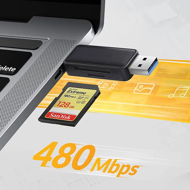 2 in 1 Card Reader USB 2.0/Type C Fit For Micro SD Card / TF Memory Card Read OTG Adapter Hitam Computer 2