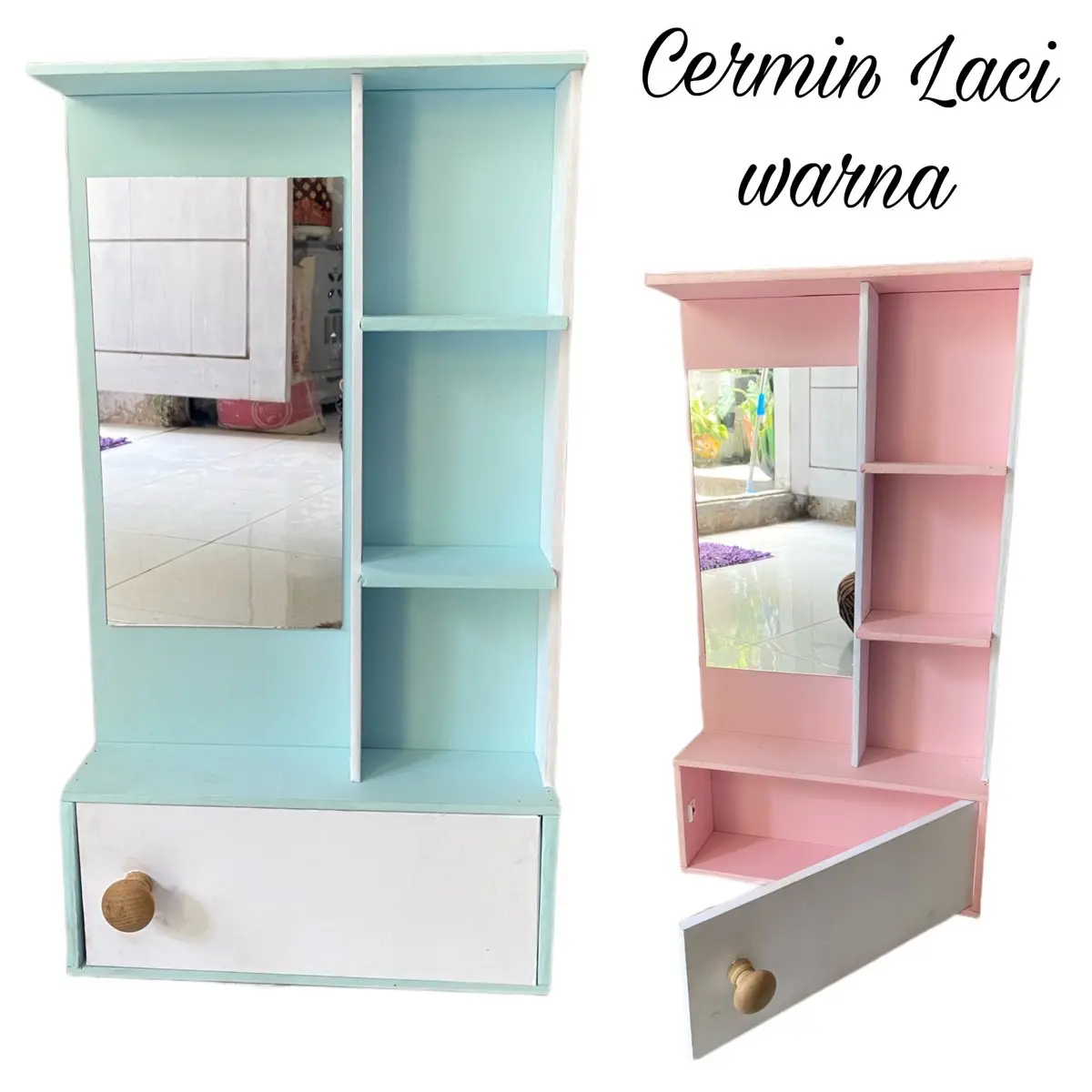 Cermin rias laci bawah/cermin dinding anak kos/cermin rias laci/kaca rias/cermin rias murah/cermin estetic/cermin unik/kaca rias murah