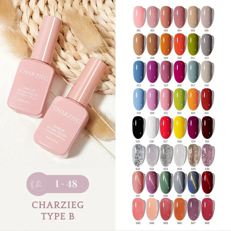 NEW CHARZIEG Kutek Gel Nail Gel Polish CHARZIEG PINK Nail Art UV LED 0