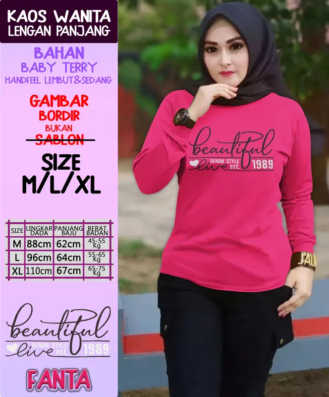 Paket 3 Lebih Hemat Kaos Wanita Lengan Panjang Bordir Lembut Atasan Soft Polos Hitam Putih Baju Cewek Oblong Lengan Panjang - CELIN CENOA - Pendek 6