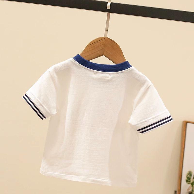 Product Introduction of Áo Thun Tay Ngắn Cho Trẻ Em, 100% Cotton, Mới, Hoạt Hình, Đẹp Trai, Trẻ Mới Biết Đi, Bé Trai, Thêu Máy, Màu Tương Phản, Thời Trang, Mùa Hè 10