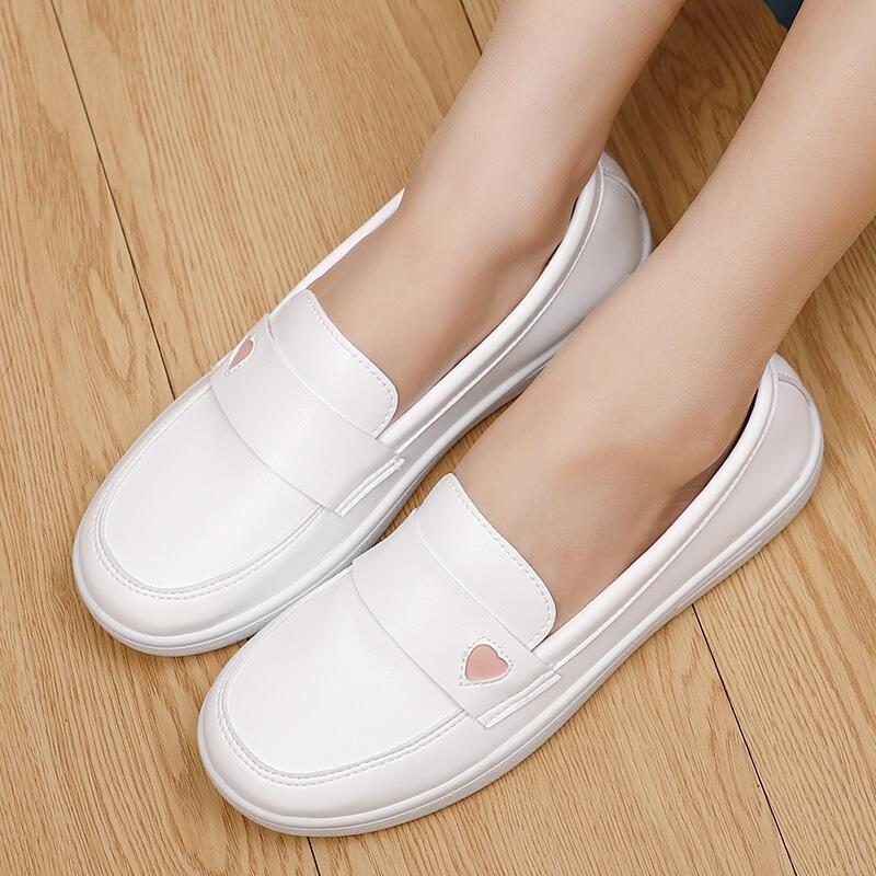 Product Introduction of 2025  brand nurse women's sloping heel soft soled cowhide sole beauty shoes, summer odor proof, breathable and non tiring white shoes Footwear Girl Fashion Heeled 11