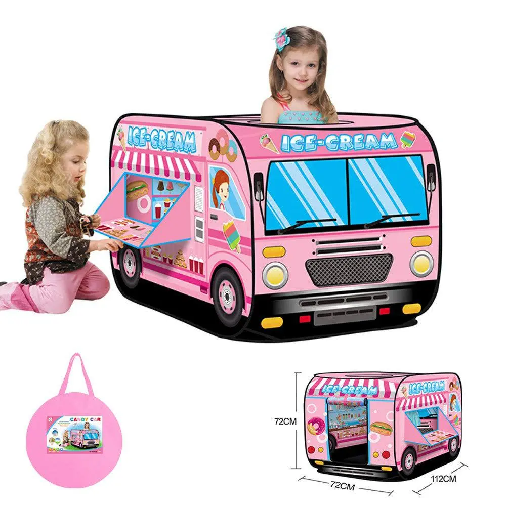Mainan Khemah Budak Lelaki Perempuan Indoor Activities 2025 Children Pop Up Kids Tent Pink Blue Ice Cream Polis Askar Bomba School Bus Kids Birthday Gift Hadiah Ambulance Outdoor