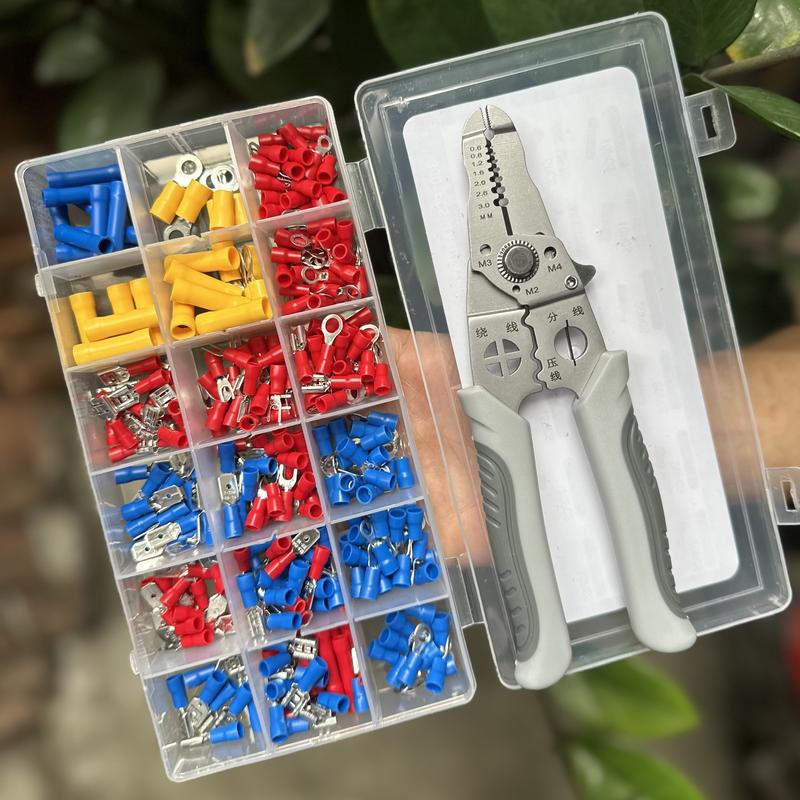 Bộ kìm cắt tuốt dây bấm cos đa năng kèm hộp 300 đầu cos nhiều kích cỡ chuyên dụng đấu nối dây điện trong gia đình 3