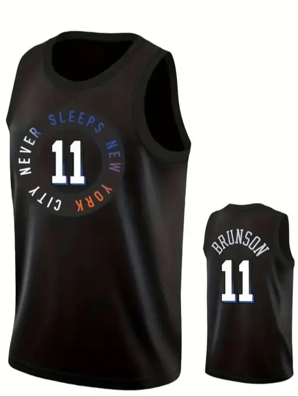 Men's Letter & Figure Patched Contrast Trim Crew Neck Basketball Jersey, Loose Casual Breathable Comfortable Round Neck Sleeveless Sports Jersey for Outdoor Training, Men's Sportswear for Indoor Outdoor Wear 1