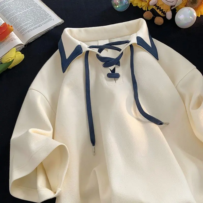 Áo Polo, Thời Trang Trung Quốc Mỹ ngắn Tay Áo, Áo Thun Nam, Màu Tương Phản, Thương Hiệu Thời Trang Mùa Xuân Và Mùa Hè, Phong Cách Preppy, Thiết Kế Đẹp, Áo Tay Lửng Độc Đáo 6