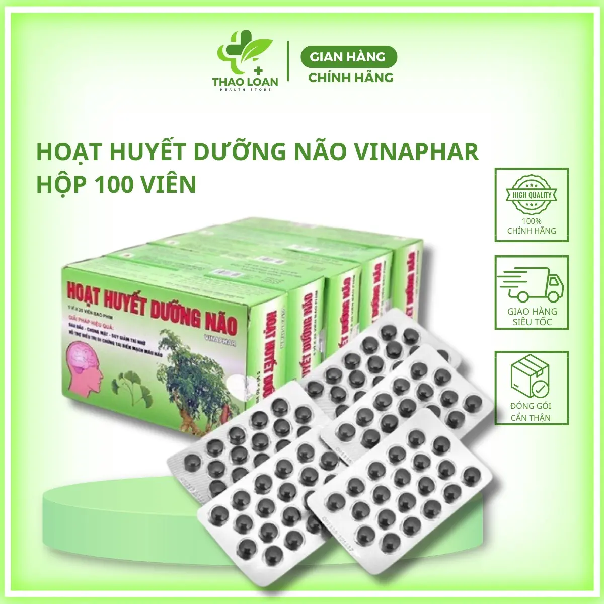 HOẠT HUYẾT DƯỠNG NÃO VINAPHAR | HỘP 100 VIÊN