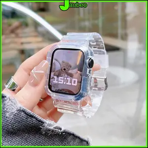 Clear Rubber Case Band for IWatch Apple Watch Strap Ultra 2 SE 2 Series 10 9 8 7 6 5 4 3 2 46mm 45mm 41mm 44mm 40mm 42mm 38mm Silicone Strap Screen Bumper Cover Tali Jam Tangan for Smartwatch T800 Ultra I8 Pro Max S8 S9 Ultra 8 MAX 9 PRO S20 T500