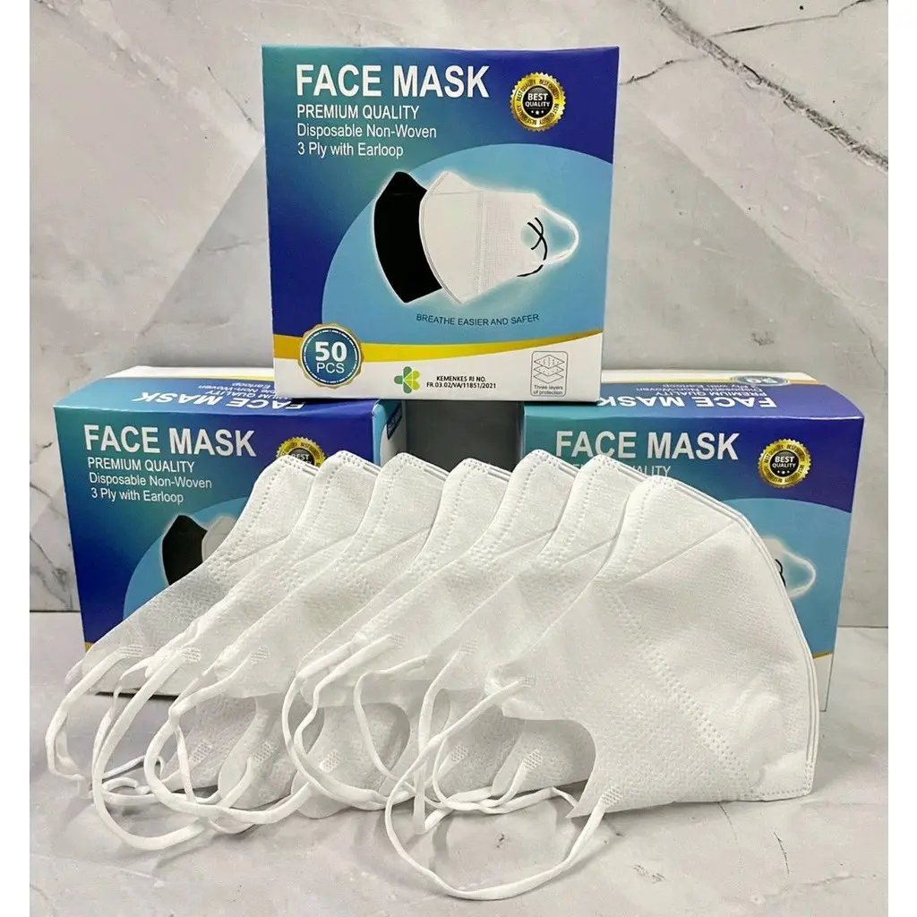 (PER BOX) MASKER DUCKBILL GARIS IMPORT TERBARU ISI 50 PCS laki perempuan