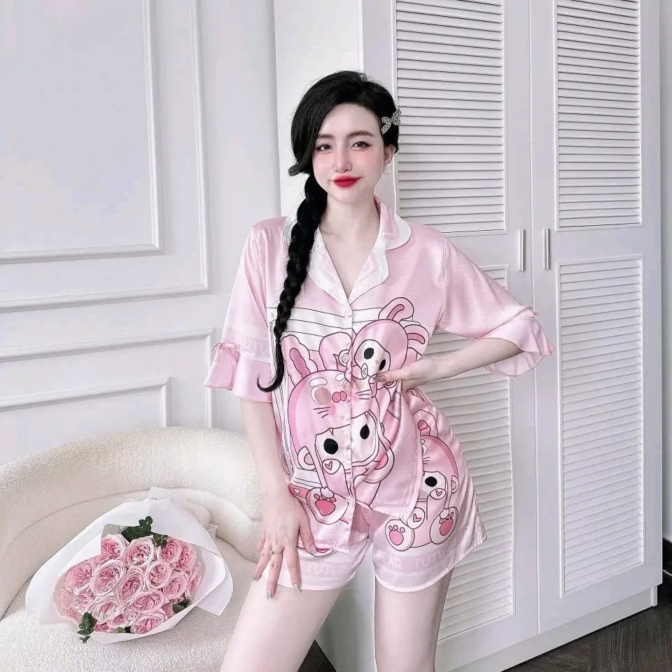 [FREESIZE TỪ 40-58KG] SET ĐỒ BỘ ĐÙI LỤA LATIN TAY LOE  HỌA  TIẾT DỄ THƯƠNG