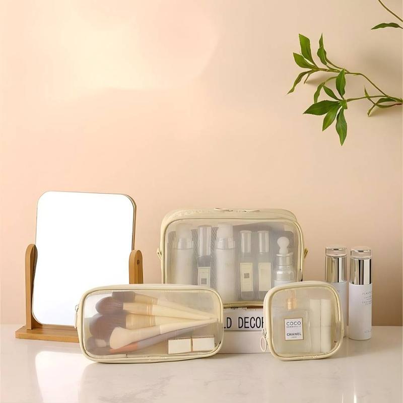 Product Introduction of Makeup Bag Set, 3 Counts/set Large Capacity Cosmetic Storage Bag, Portable Travel Toiletry Bag, Multifunctional Storage Bag for Travel 5