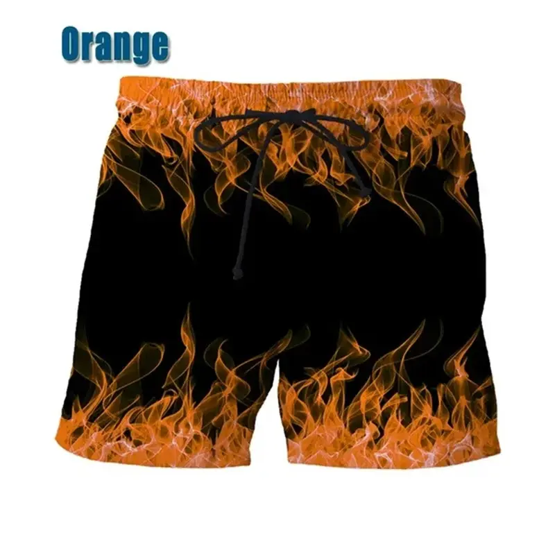 Men's Casual Beach Shorts 3D Digital Printing Flame Cool Sports Short Pants Male Kids Apparel Swimming Trunks Ice Shorts