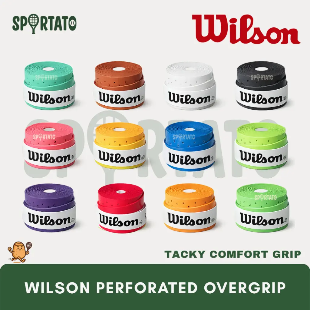 WILSON Overgrip Perforated Tacky - Sweat Absorbent Performance Grip | Anti Slip | Tennis Padel Badminton | READY | BEST SELLER | Tenis PRO PROFILE Bulu Tangkis
