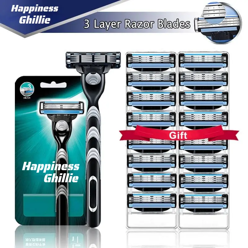 Men's manual shaver/Suitable for  mach 3 razor blade/ Manual Shaver / MACH  3 Layer Blade Smooth Steel Facial Plastic Stainless Stainless Steel Trimmer Comfort