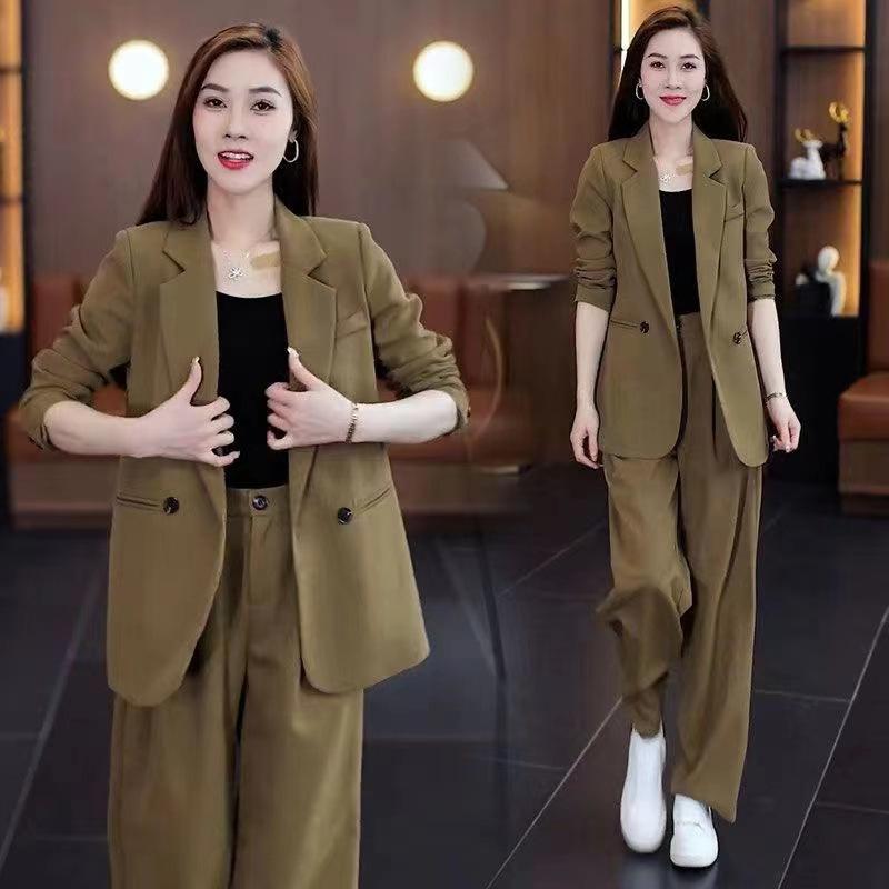 Bộ Đồ Ngoại Cỡ, Chuyên Nghiệp, Hàng Mới Về Mùa Xuân 2025, Dáng Rộng Rãi Và Bó Sát, Áo Khoác Blazer Thường Ngày Quần Ống Rộng, Bộ Hai Mảnh 3