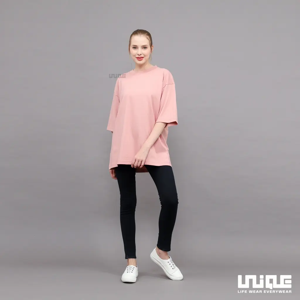 Kaos Oversize Basic Wanita Pink Baby