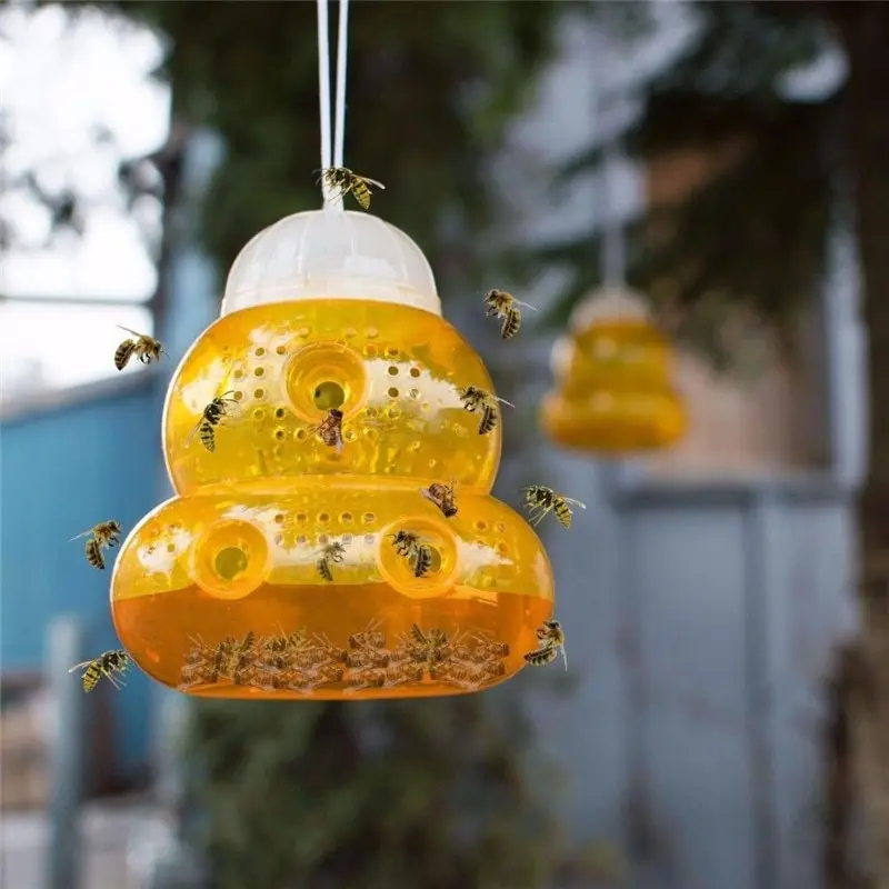 1 Pcs Bee Trap Wasp Trap Fly Flies Insect Bug Honey Pots Hanging Honey Pot Trap Catcher Killer No Poison