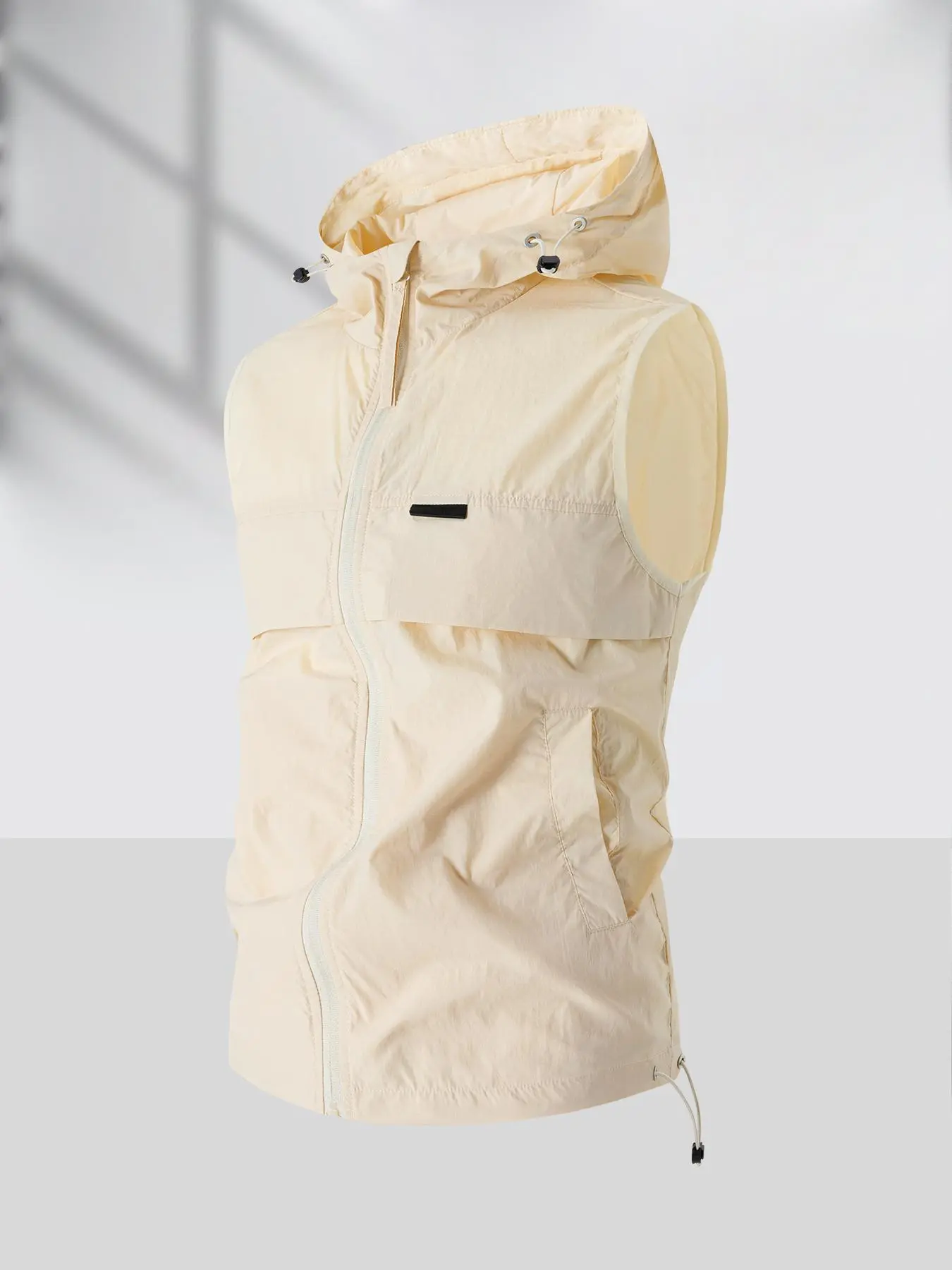 Men's Solid Zip Up Hooded Vest Jacket, Regular Fit Casual Sleeveless Outerwear for Summer, Men's Clothes for Daily Wear, Tops