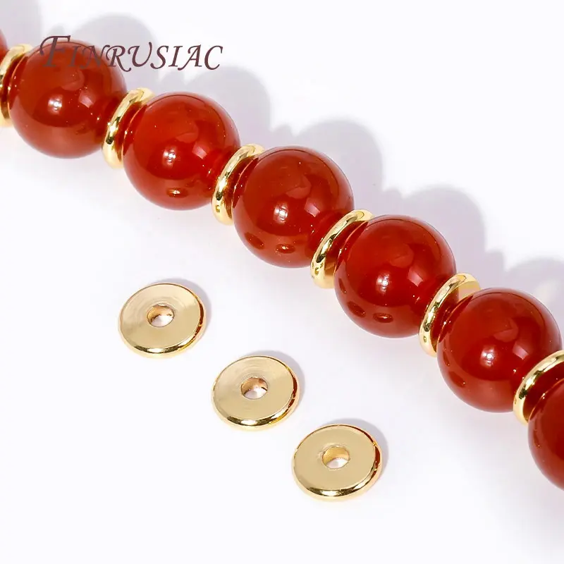 3/4/5/6MM 18K Gold Plated Metal Round Flat Spacer Beads Smooth Separator Bead For Bracelet High Quality DIY Jewelry Accessories