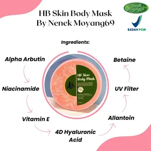 HB Skin Face & Body Mask by Nenek Moyang69 // mencerahkan kulit dan wajah // membuat kulit kencang dan lembab sepanjang hari // menghaluskan kulit dan membuat kulit tampak glowing