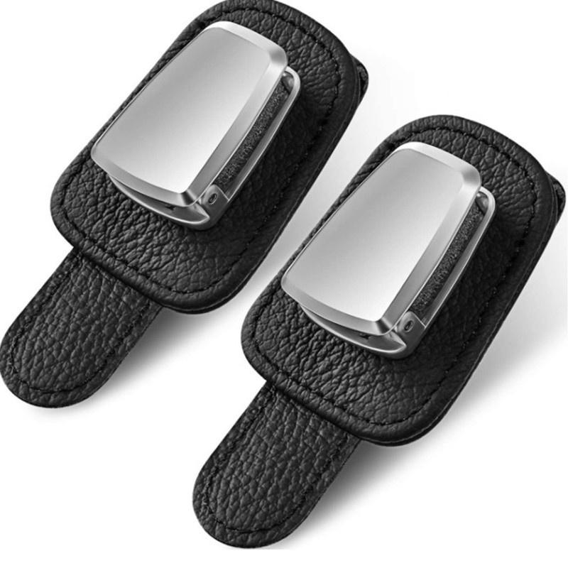 Car Sunshade Glasses Clip Multifunctional Bill Storage Car Sunglasses Bracket Creative Cow Leather Car Supplies 1