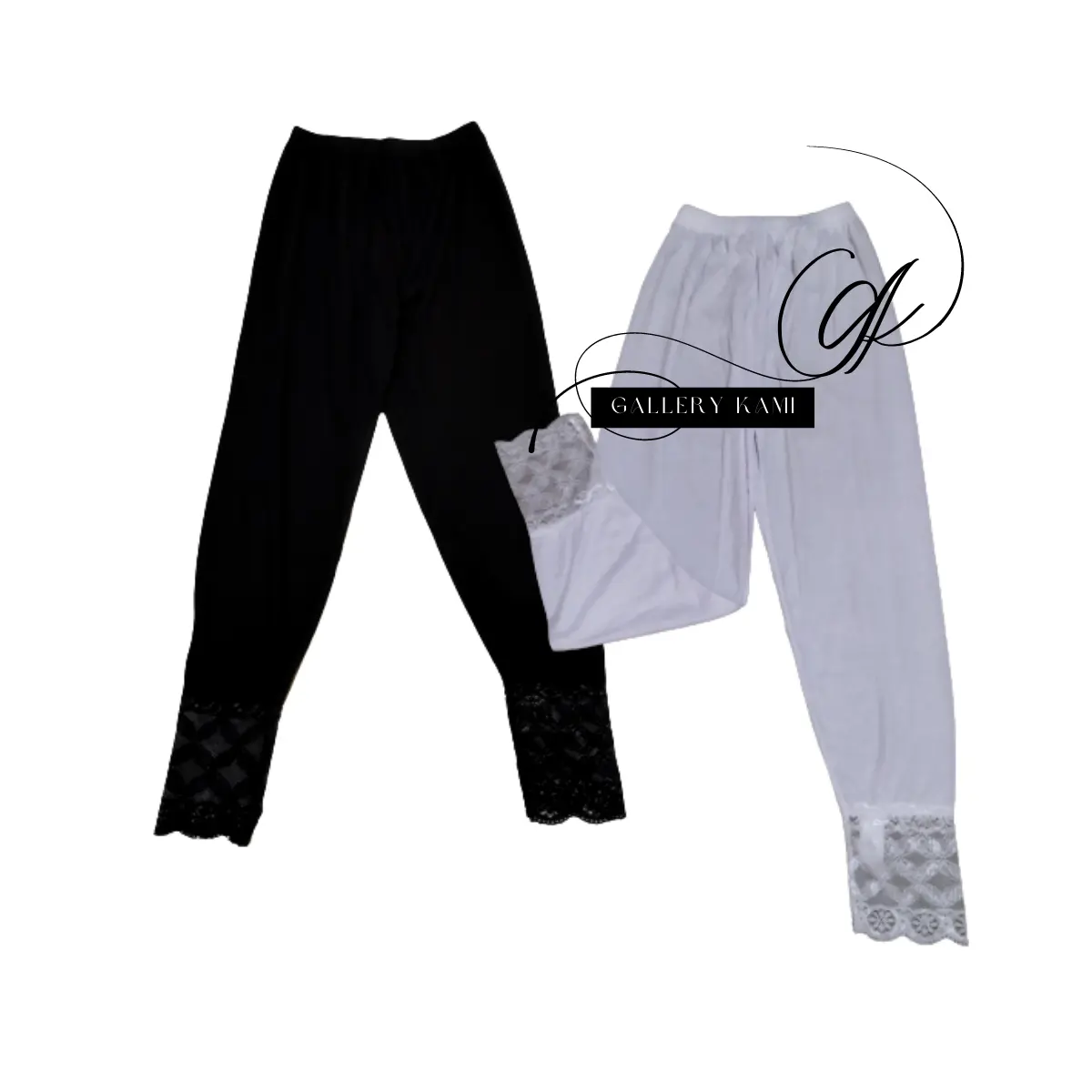 3Pcs Legging Renda Panjang Wanita Dalaman Gamis Hijab Leging Renda Androk Ibadah Haji Umroh
