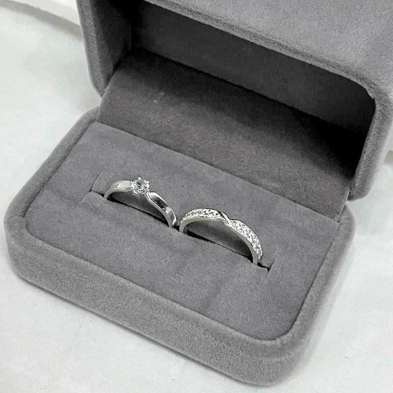 Nhẫn đôi bạc ta xoắn đá độc lạ MAINOMI nhỏ xinh