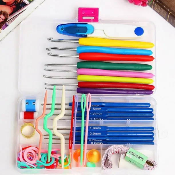 53-Piece Magic Crochet Hook Set - 16-Size Knitting Needles for Sweater Making - Complete Crocheting Tool Kit