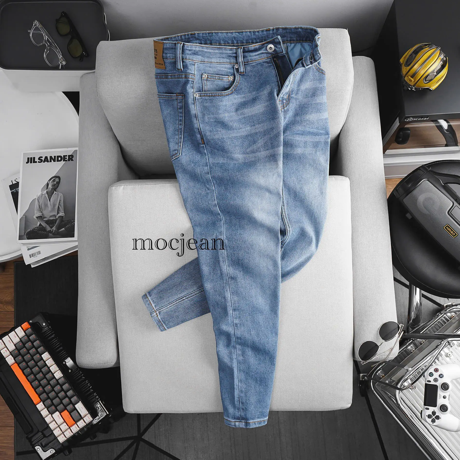 Quần Jeans Nam chuẩn xuất dư ôm vừa co giãn Pants Menswear Ong