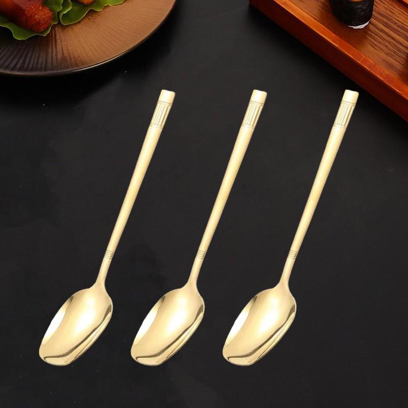 New Fashionable Long Handle Square Head Spoon Shiny Stainless Steel ...