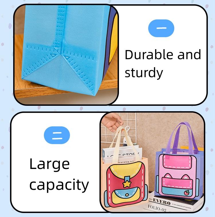 Product Introduction of 1PC Dopamine Cartoon Handbag Cute Non-woven Storage Bag for Students Children's Holiday Gift Bag Cartoon Gift Bag 13