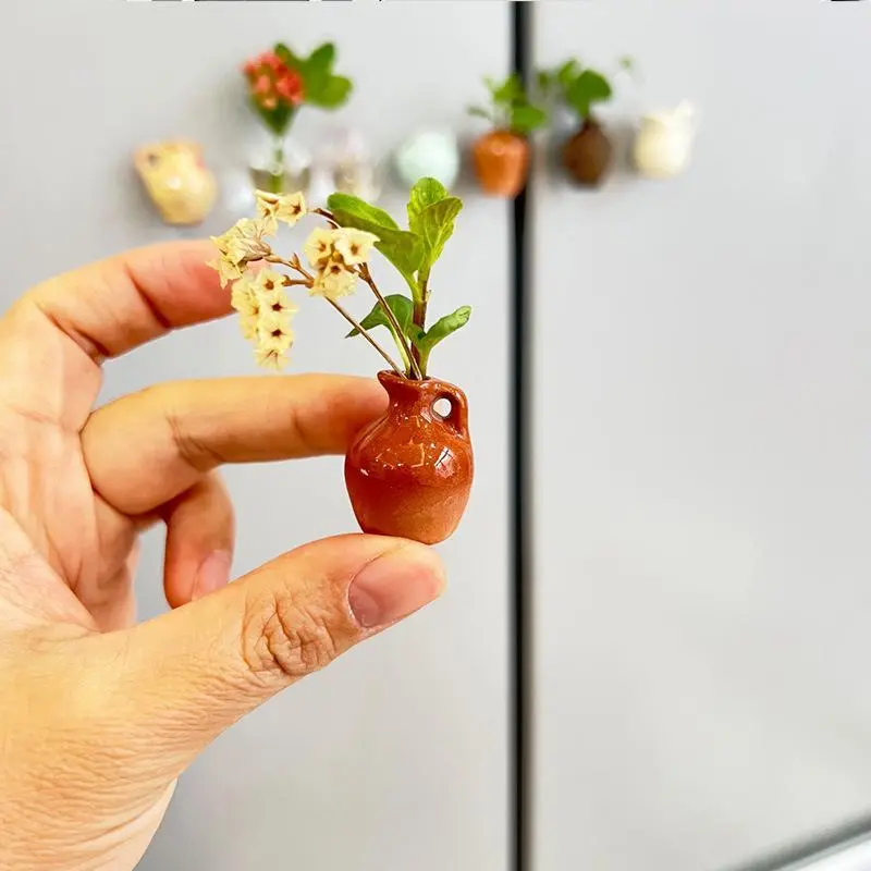 Mini Ceramic Vase Design Fridge Magnet, Creative Mini Ceramic Vase Design Fridge Magnet, Diy Fridge Magnet for Home Decor, Ceramic Vase Magnets, Higher End Fridge Magnets, Flower Magnets, Decoration 5