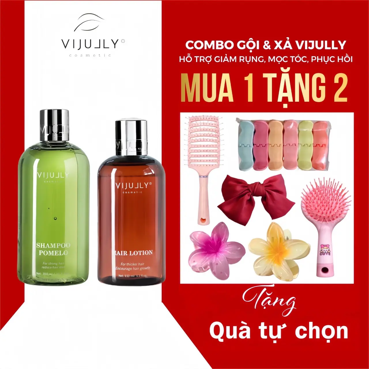 [MUA 1 TẶNG 1] COMBO Dầu Gội & Xịt Bưởi VI JULLY hỗ trợ giảm rụng - mọc tóc