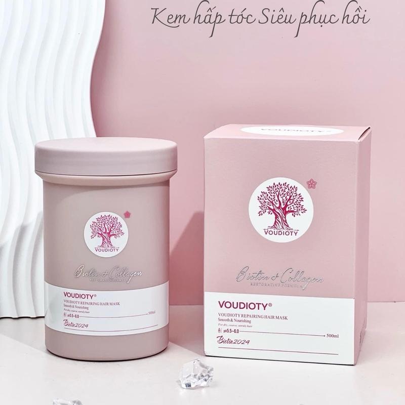 Kem ủ tóc Biotin Collagen Esscence Hồng 500ml Phục hồi hư tổn