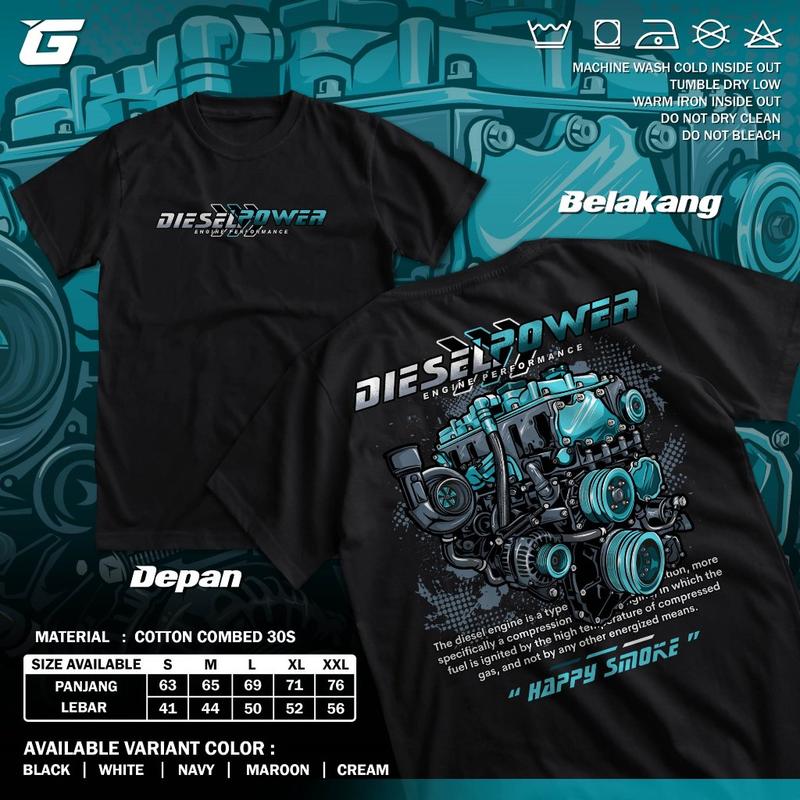 ARTAKAOS- Kaos Diesel Power Engine Turbo Machine Happy Smoke Baju Distro Mobil Racing Disel Gank Cumi Darat Tshirt Otomotif GBA3825 0