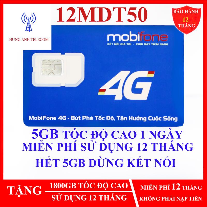  SIM 4G MOBIFONE 12MDT50 5GB NGÀY SỬ DỤNG 12 THÁNG. HƯNG ANH TELECOM 