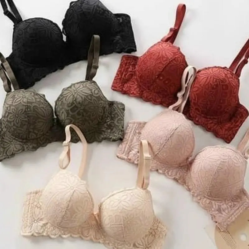 Áo Lót Ren Nữ Đệm Dày 5.5cm Không Gọng Siêu Nâng Đẩy Vòng 1 Cao Cấp Tim Bra Đen 3