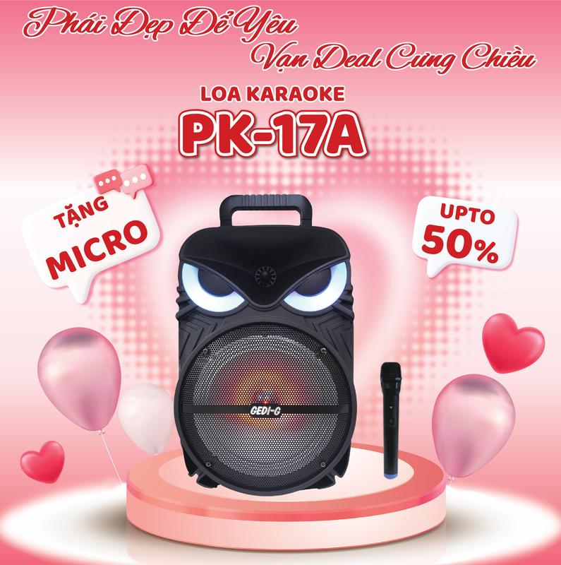 [GD Audio] Loa Karaoke nghe nhạc PK-17A Bass 20cm công suất 80W kèm 1 Micro Không Dây Củ Loa Bluetooth Kem loa bluetooth